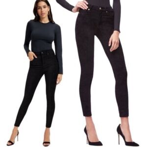 Good American Women’s Good Legs Crop Suede-Like Skinny Jeans in Black Size 00/24